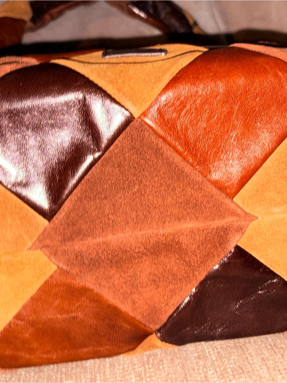 Lodis Patchwork Leather & Suede Shoulder Bag in Brown & Tan - Picture 9 of 14